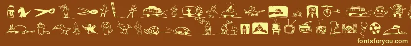 PfkidstuffRegular Font – Yellow Fonts on Brown Background