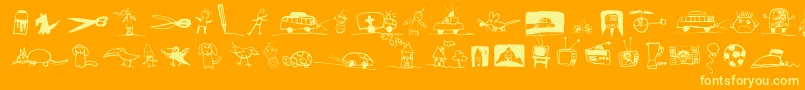 PfkidstuffRegular Font – Yellow Fonts on Orange Background
