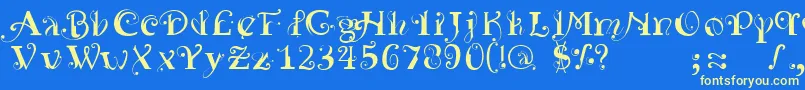 フォントYedraPurpurea – 黄色の文字、青い背景