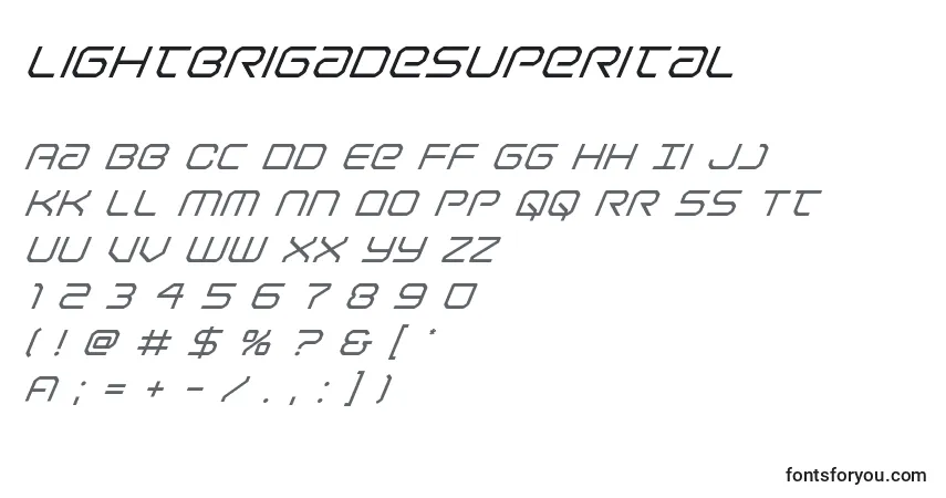 Schriftart Lightbrigadesuperital – Alphabet, Zahlen, spezielle Symbole