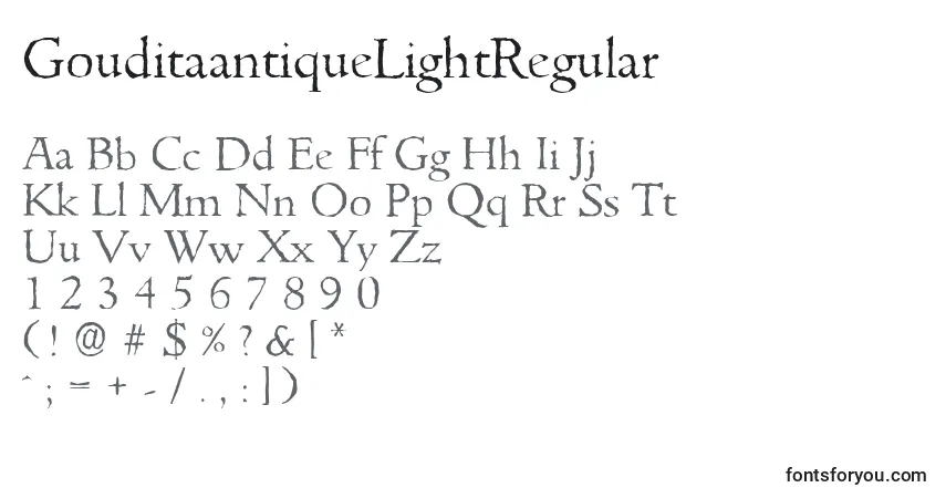 GouditaantiqueLightRegularフォント–アルファベット、数字、特殊文字