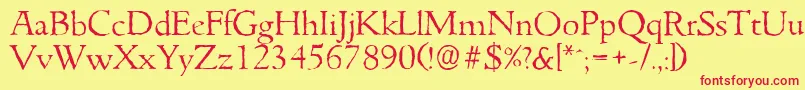 GouditaantiqueLightRegular Font – Red Fonts on Yellow Background