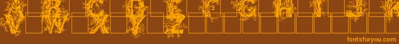 Deepwood-Schriftart – Orangefarbene Schriften auf braunem Hintergrund