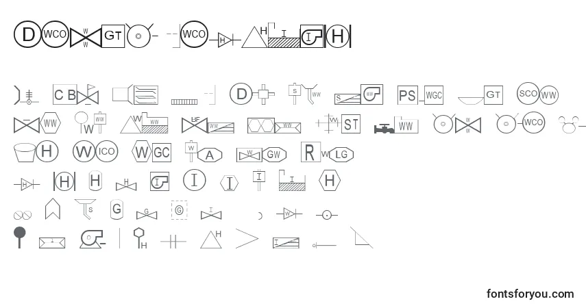 A fonte EsriSds1.952 – alfabeto, números, caracteres especiais