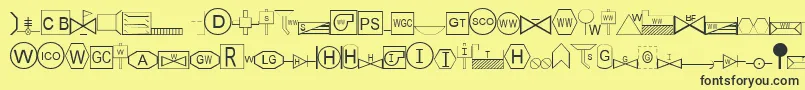 フォントEsriSds1.952 – 黒い文字の黄色い背景