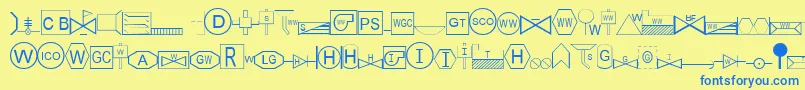 fuente EsriSds1.952 – Fuentes Azules Sobre Fondo Amarillo