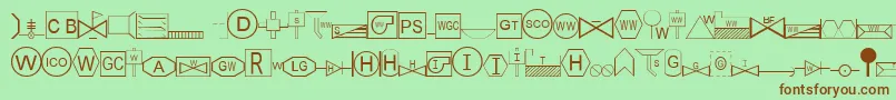 Шрифт EsriSds1.952 – коричневые шрифты на зелёном фоне