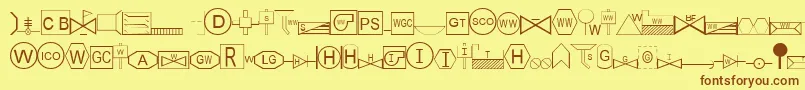 EsriSds1.952-fontti – ruskeat fontit keltaisella taustalla
