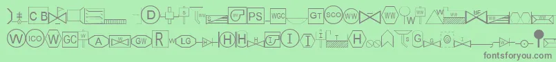 フォントEsriSds1.952 – 緑の背景に灰色の文字