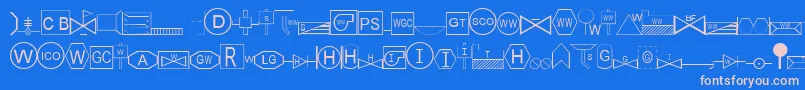 フォントEsriSds1.952 – ピンクの文字、青い背景