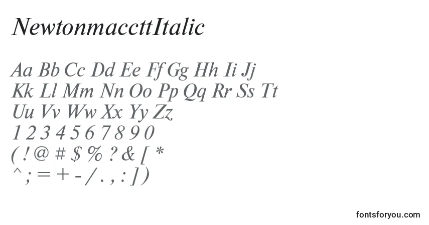 A fonte NewtonmaccttItalic – alfabeto, números, caracteres especiais