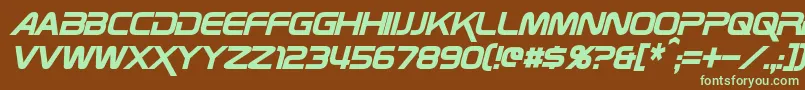 フォントZebulonCondensedItalic – 緑色の文字が茶色の背景にあります。