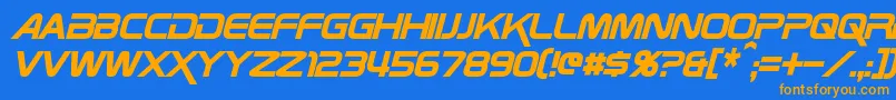 フォントZebulonCondensedItalic – オレンジ色の文字が青い背景にあります。