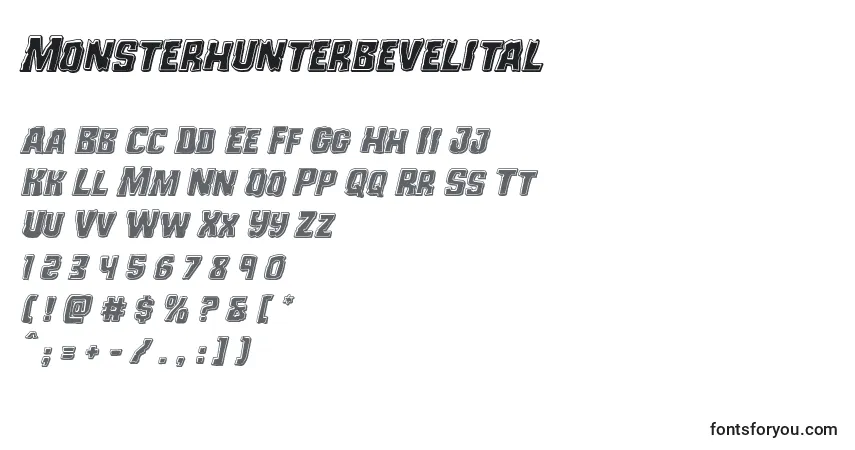 Шрифт Monsterhunterbevelital – алфавит, цифры, специальные символы