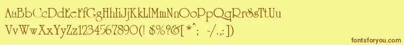 フォントViUniversity – 茶色の文字が黄色の背景にあります。