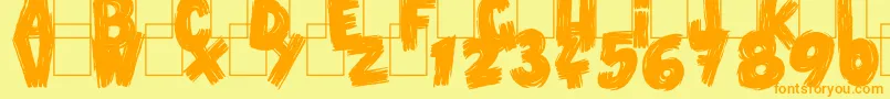Więcej informacji o czcionce VlumpBlack Czcionka VlumpBlack – pomarańczowe czcionki na żółtym tle