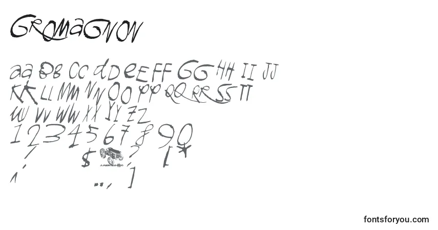 Schriftart Gromagnon – Alphabet, Zahlen, spezielle Symbole