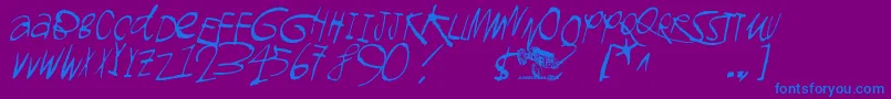 Gromagnon-Schriftart – Blaue Schriften auf violettem Hintergrund