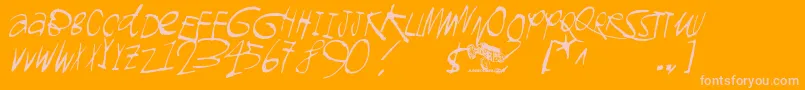 Gromagnon-Schriftart – Rosa Schriften auf orangefarbenem Hintergrund