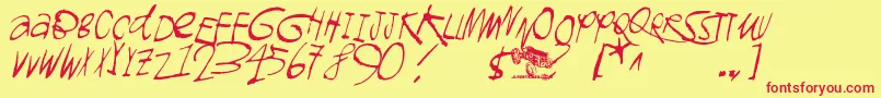 Gromagnon-Schriftart – Rote Schriften auf gelbem Hintergrund
