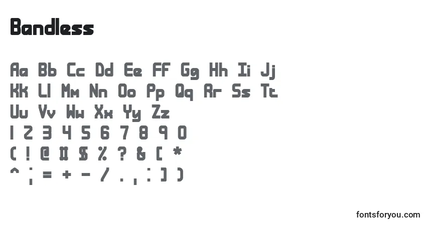 A fonte Bandless – alfabeto, números, caracteres especiais