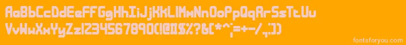 Bandless-Schriftart – Rosa Schriften auf orangefarbenem Hintergrund