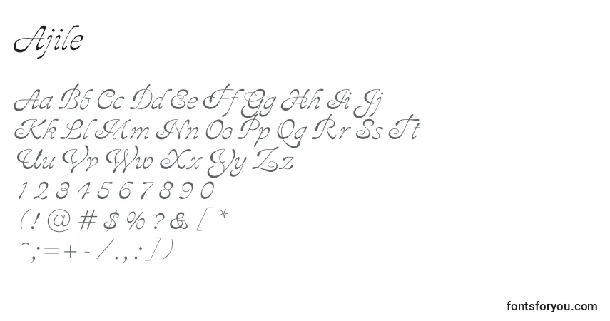 Czcionka Ajile – alfabet, cyfry, specjalne znaki