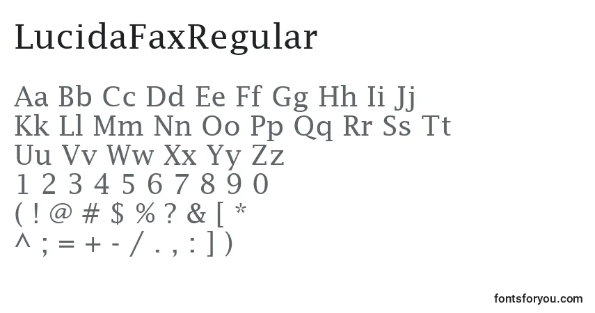 LucidaFaxRegular-fontti – aakkoset, numerot, erikoismerkit