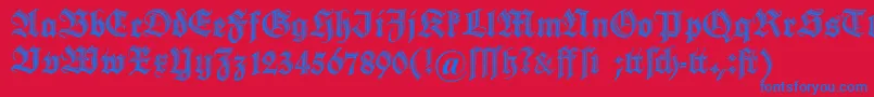 Dszierschrift Font – Blue Fonts on Red Background