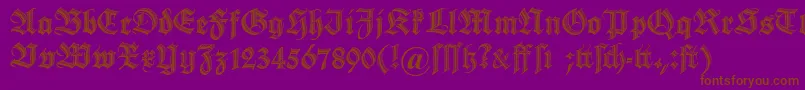 Dszierschrift-Schriftart – Braune Schriften auf violettem Hintergrund