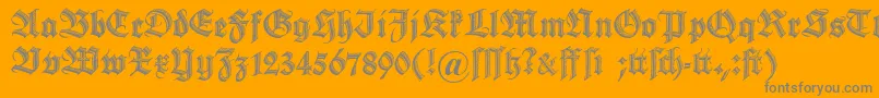 Dszierschrift-Schriftart – Graue Schriften auf orangefarbenem Hintergrund