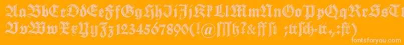 Dszierschrift-Schriftart – Rosa Schriften auf orangefarbenem Hintergrund