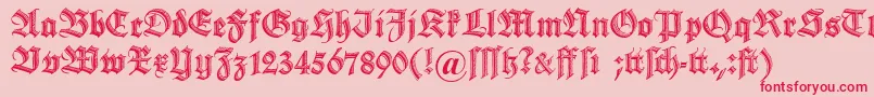 Czcionka Dszierschrift – czerwone czcionki na różowym tle
