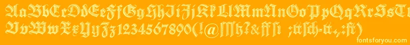 Dszierschrift Font – Yellow Fonts on Orange Background