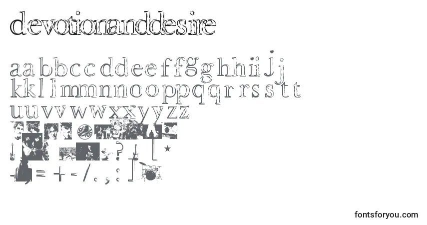 A fonte Devotionanddesire – alfabeto, números, caracteres especiais