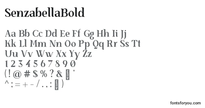 Schriftart SenzabellaBold – Alphabet, Zahlen, spezielle Symbole