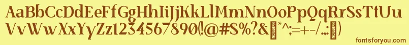 フォントSenzabellaBold – 茶色の文字が黄色の背景にあります。
