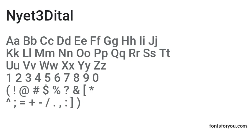 Fuente Nyet3Dital - alfabeto, números, caracteres especiales