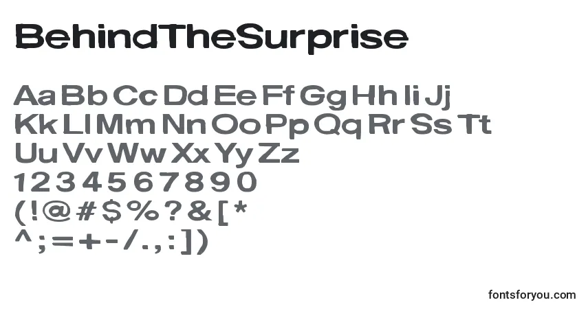 Шрифт BehindTheSurprise – алфавит, цифры, специальные символы