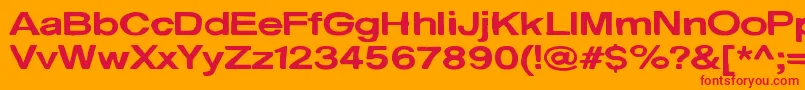 BehindTheSurprise-Schriftart – Rote Schriften auf orangefarbenem Hintergrund