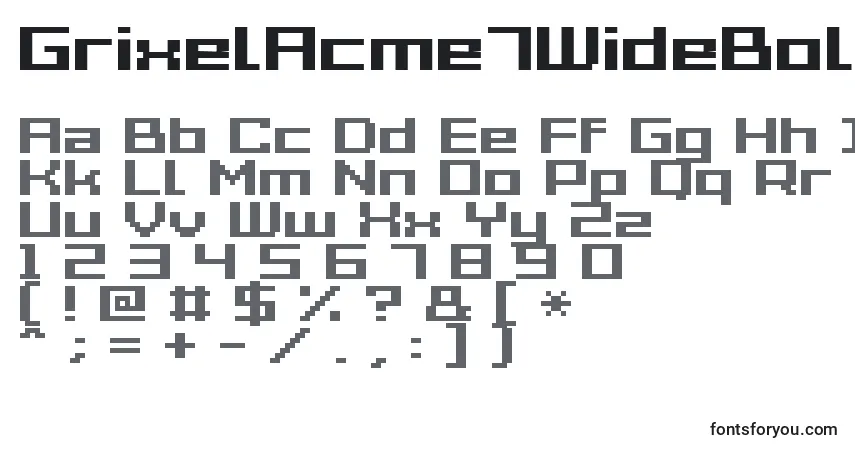 A fonte GrixelAcme7WideBold – alfabeto, números, caracteres especiais