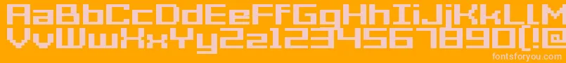 GrixelAcme7WideBold-fontti – vaaleanpunaiset fontit oranssilla taustalla