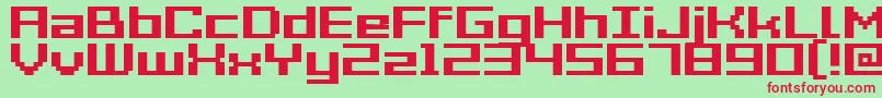 GrixelAcme7WideBold-fontti – punaiset fontit vihreällä taustalla