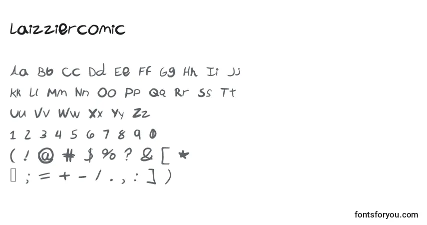 Czcionka Laizziercomic – alfabet, cyfry, specjalne znaki