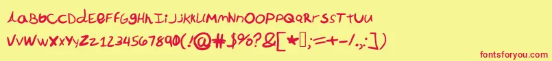 フォントLaizziercomic – 赤い文字の黄色い背景