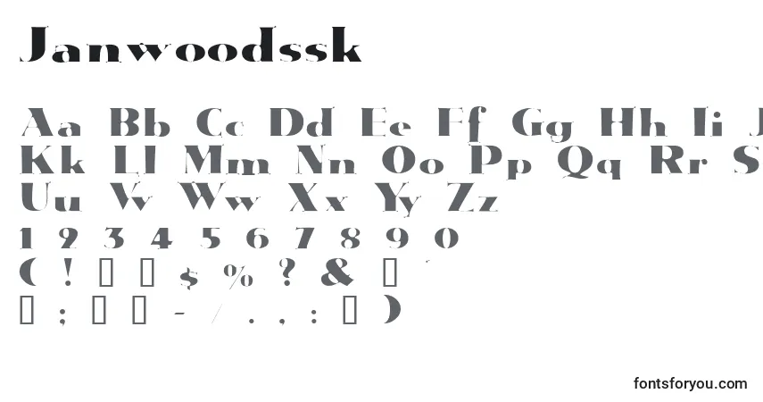 Schriftart Janwoodssk – Alphabet, Zahlen, spezielle Symbole