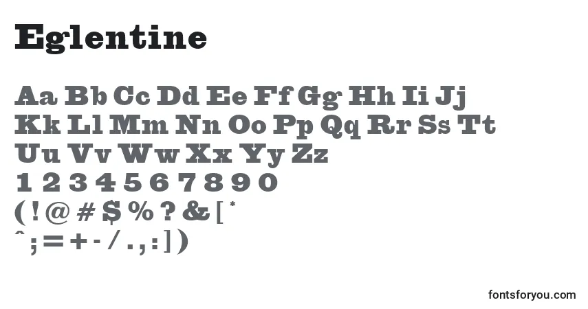 A fonte Eglentine – alfabeto, números, caracteres especiais