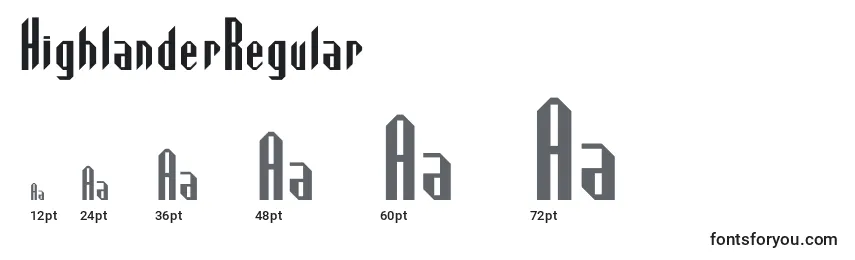 HighlanderRegular Font Sizes
