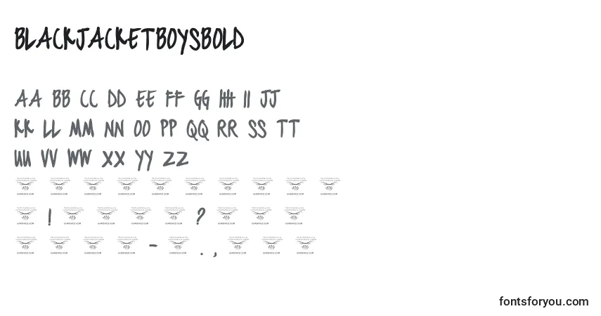 A fonte BlackjacketboysBold (97999) – alfabeto, números, caracteres especiais