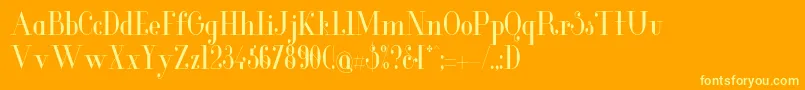 GlamorCondensed-Schriftart – Gelbe Schriften auf orangefarbenem Hintergrund